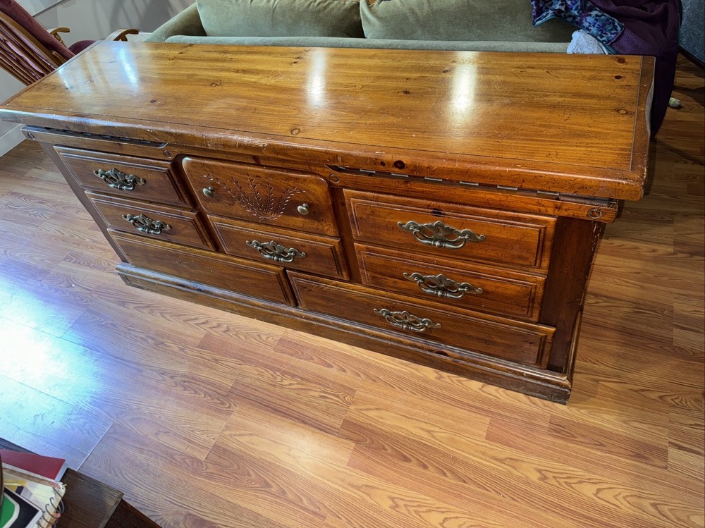 Used Solid Pine Bedroom Dresser with 8 drawers