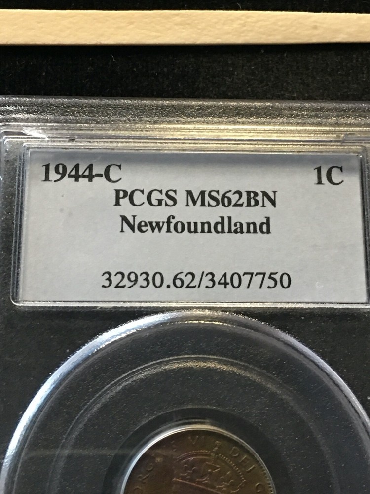 1944C PCGS Graded Newfoundland, Small ¢1 Cent, **MS-62** #7750