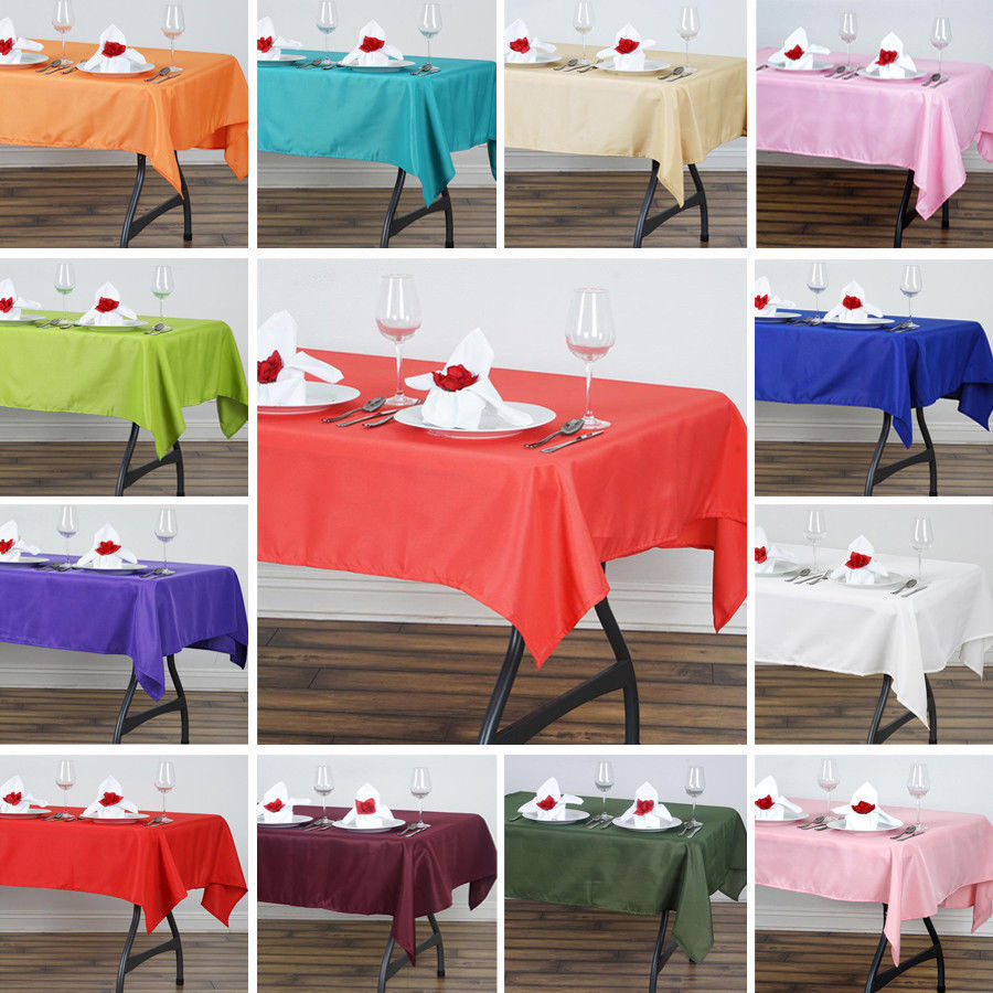 15 Seamless 126x60 inch Rectangular Polyester Tablecloth Table Cover Banquet USA