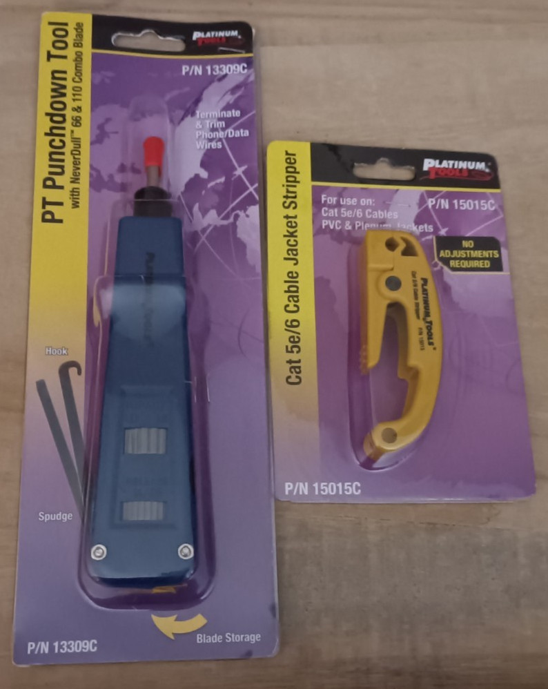 Platinum Tools Punchdown Tool13309C/Cable Stripper 15015C-Cat 5e/6 Jacks