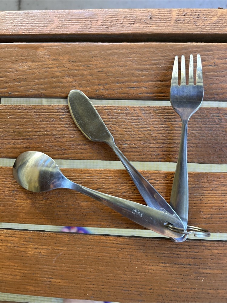 Children’s Camping Flatware Knife Fork Spoon Stainless Steel EUC