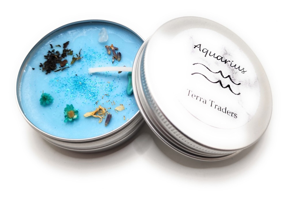 Aquarius Zodiac Charged Candle