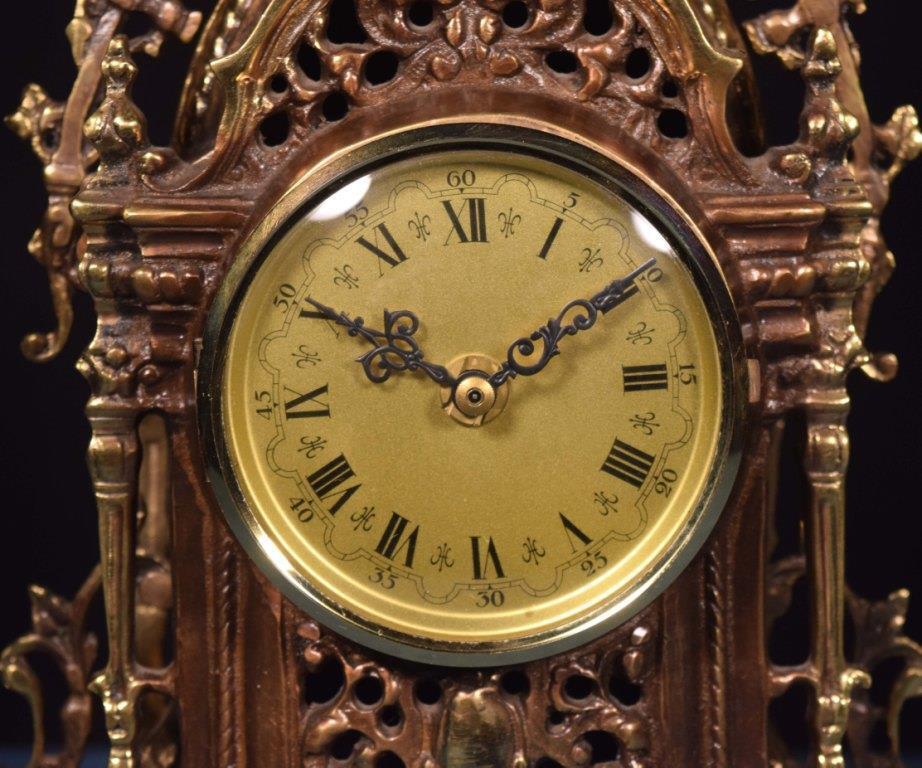 Vintage Neo Gothic Bronze Clock Battery Powered Clock Works