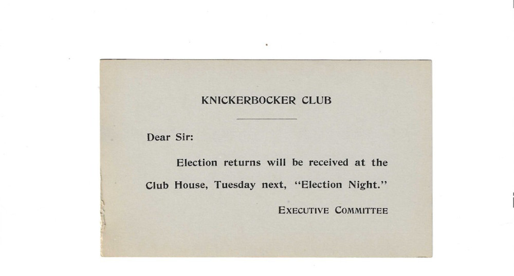 U.S. Mint Postal Card - preprinted message Knickerbocker Club