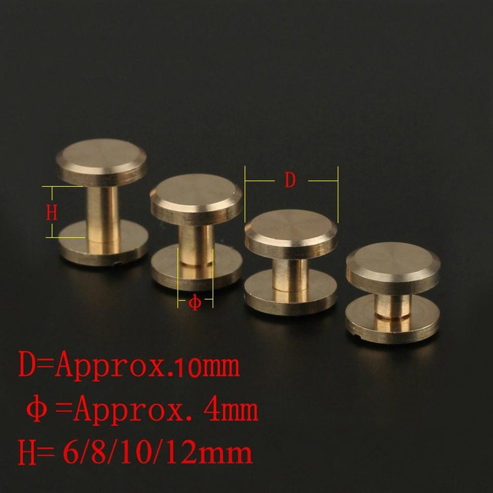 5/10Pcs Height 8mm Leather Craft Chicago Nail Brass Solid Rivets Stud Head A
