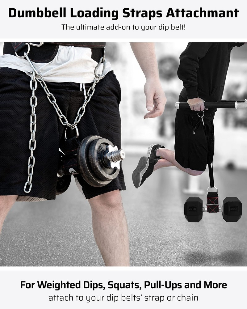 Belt for Pulling Plus The Ultimate Dip Belt & Dumbbell Loading Straps Bundle