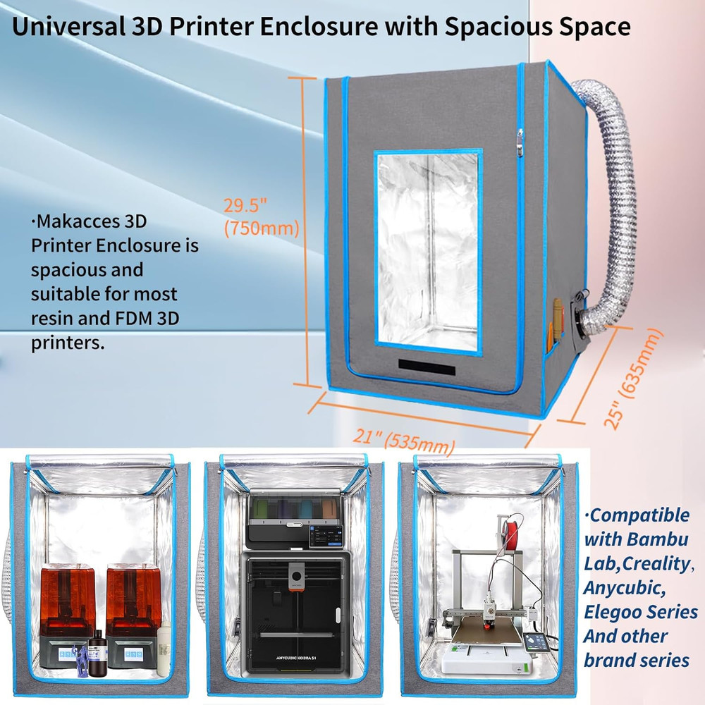Resin 3D Printer Enclosure with Ventilation, 3D Printer Vented Enclosure Tent Co