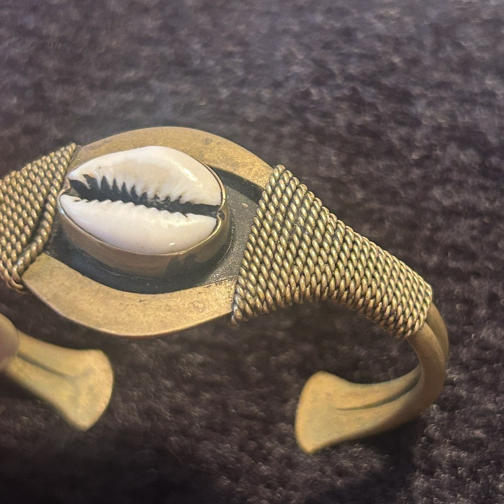Brass Bracelet Handmade & Signed with Cowry shell