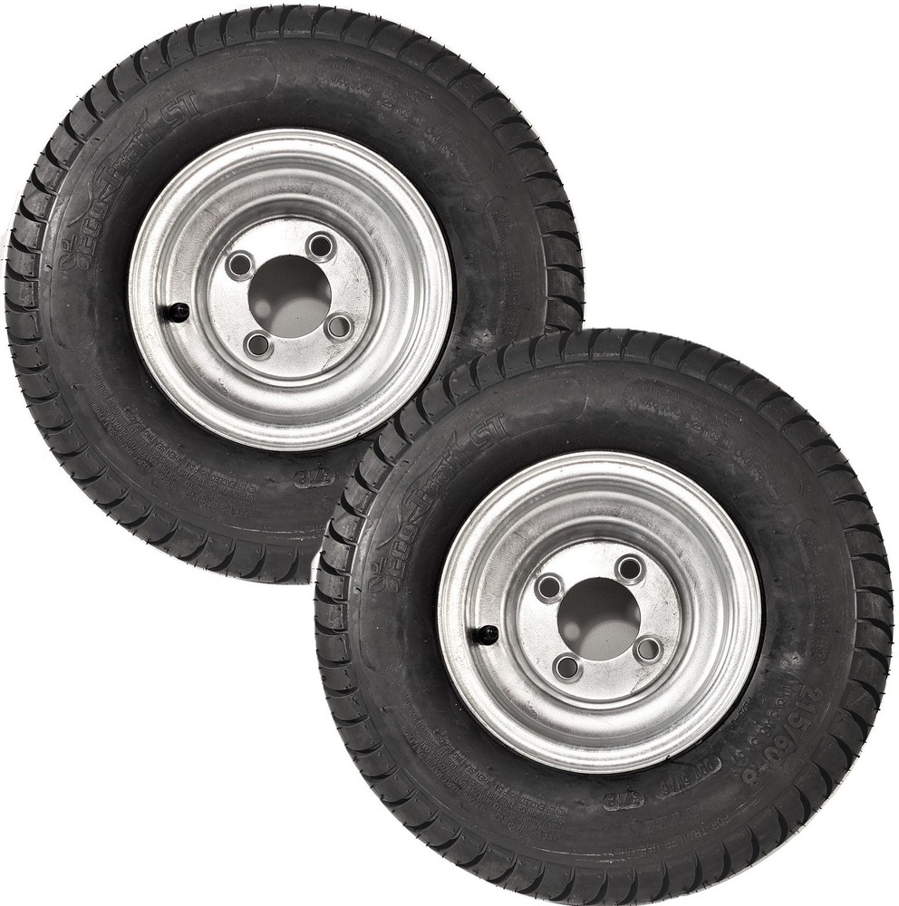 2-Pack Trailer Tires On Galvanized Wheel 18.5X8.50-8 215/60-8 LRC 4 Lug Rim