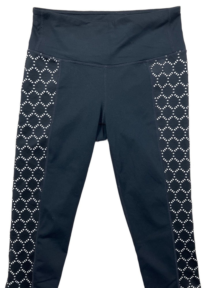 Athleta Black High-Waisted Patterned Capri Leggings Size S