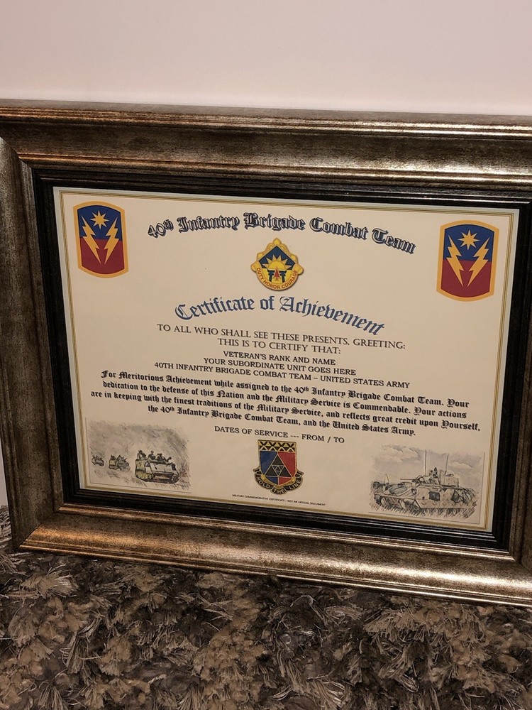 40TH INFANTRY BRIGADE COMBAT TEAM - COA / (COMMEMORATIVE CERTIFICATE)