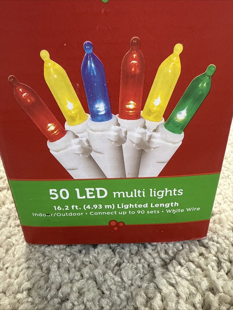 December Home 50 LED Multi Mini Lights-white Wire 16.2Ft