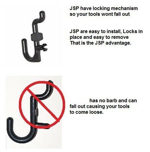 Plastic Black J Hook Pegboard Kit Tool 50 pack wall peg PEGBOARD NOT INCLUDED