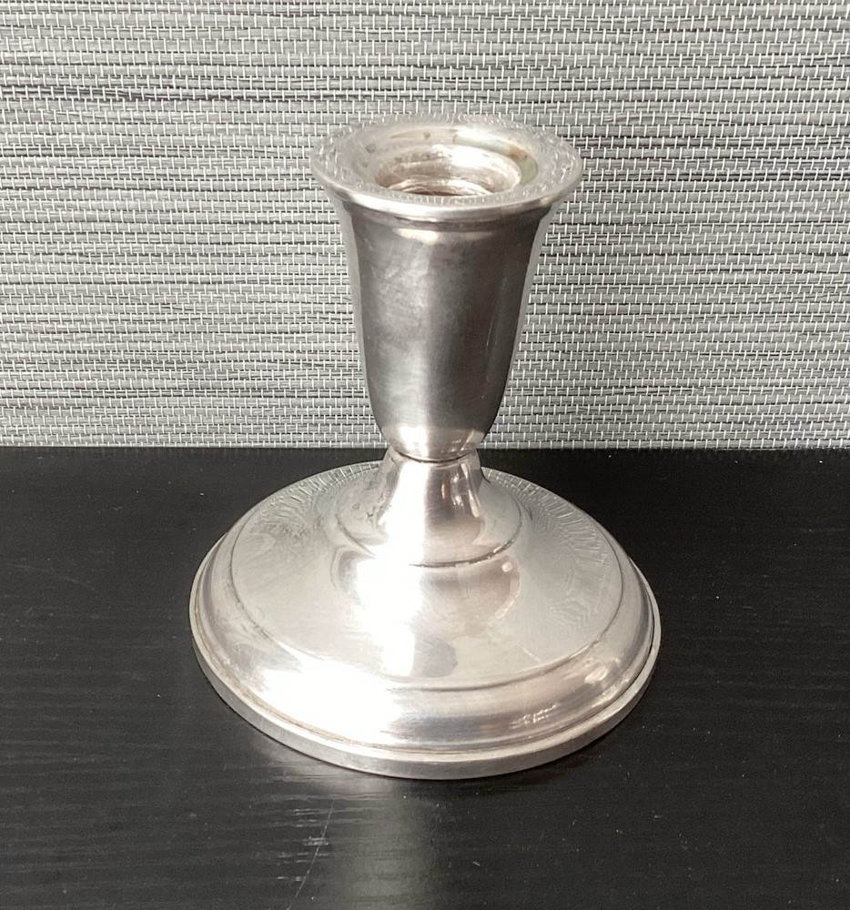 Vintage Sterling Silver Weighted Silver Candle Holder, Marked