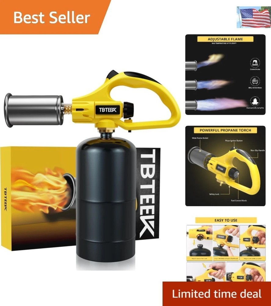 Multi-Use Propane Torch with Continuous Flame Mode—Sear, Roast, and Grill Safely