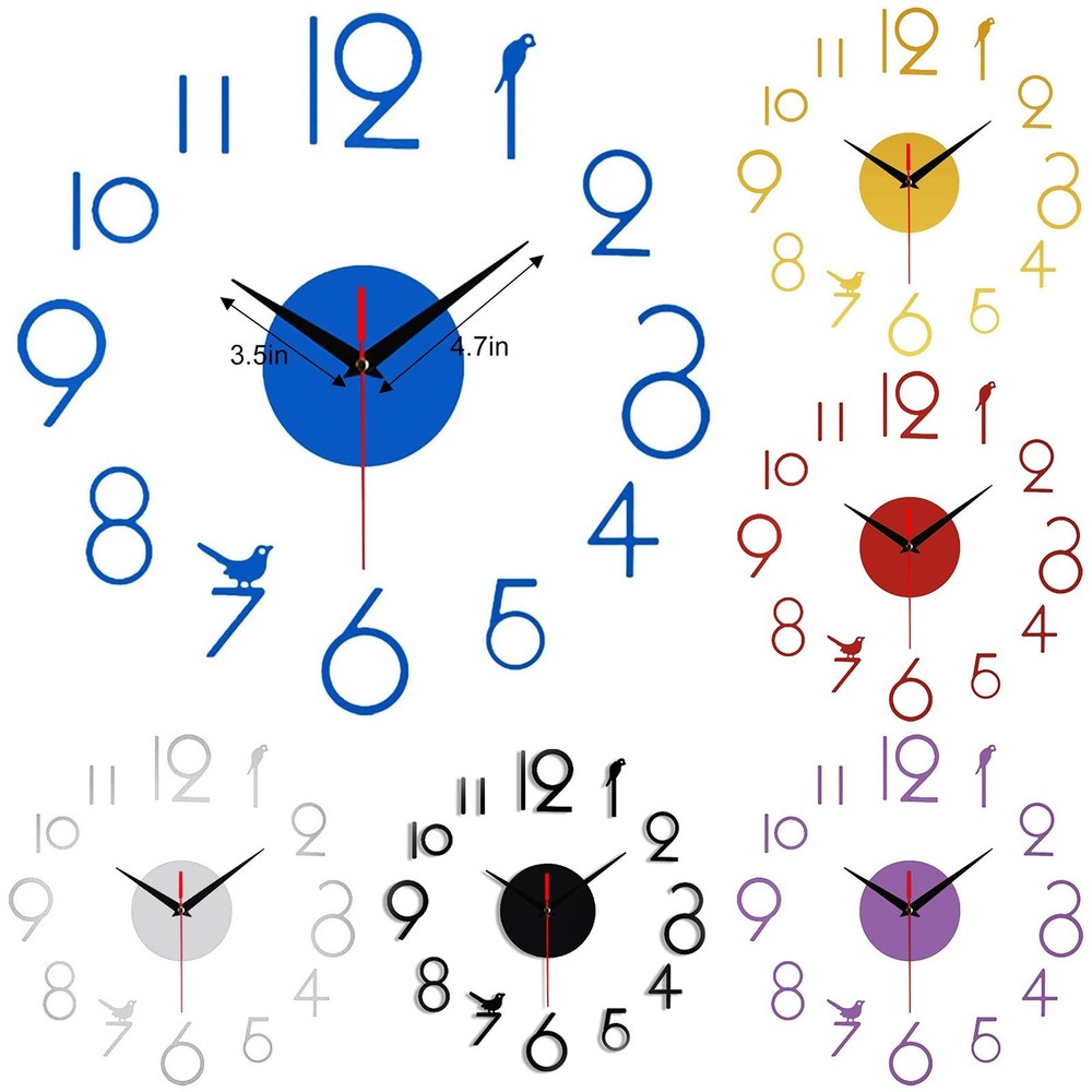 High Quality Wall Clock Stickers Functionality Silent Without Batteries