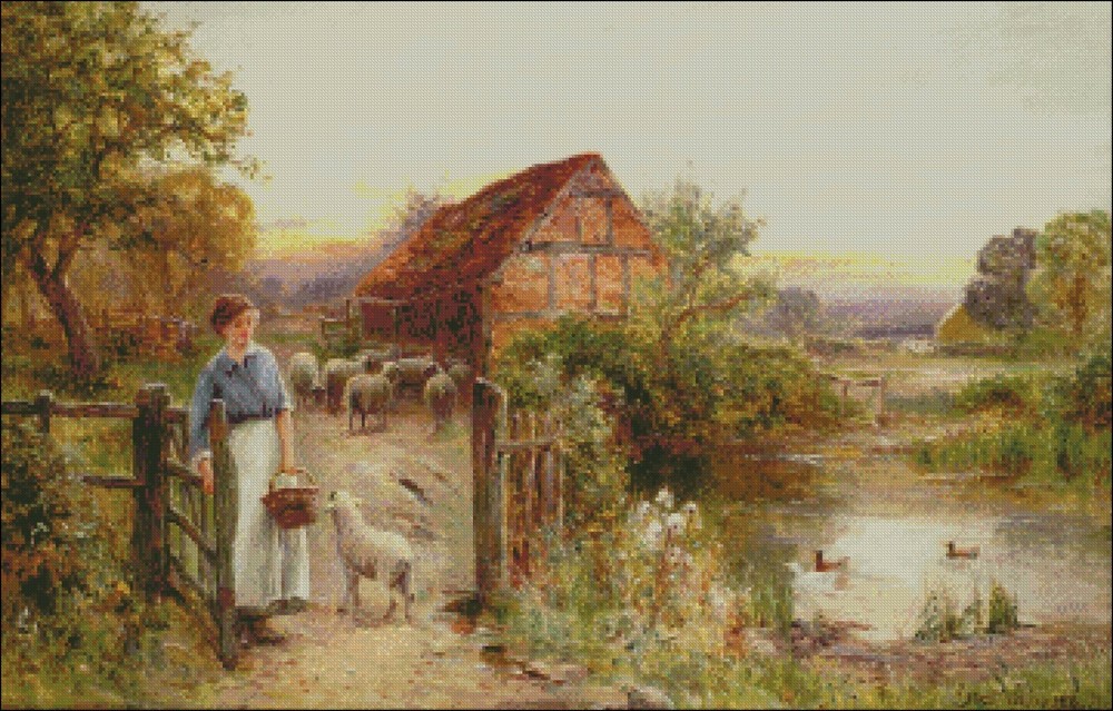 Chart Needlework DIY - Counted Cross Stitch Patterns - Bringing Home the Sheep