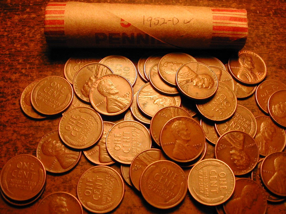 1952-D LINCOLN WHEAT CENT PENNY ROLL, nice condition