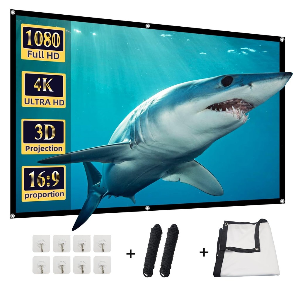 Projector Screen, 84 inch Foldable Portable Rear Front Projector Screen Indoo...
