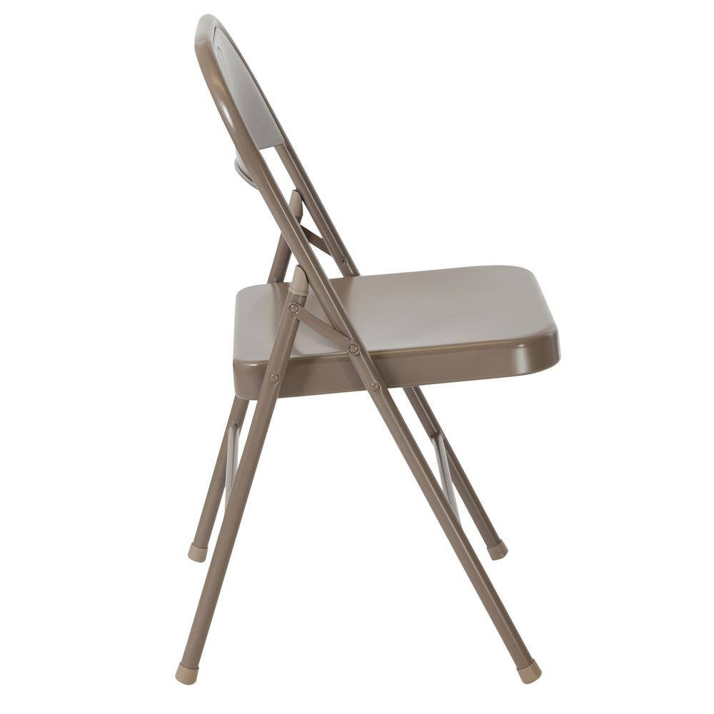Beige Metal Folding Chair (4-Pack)
