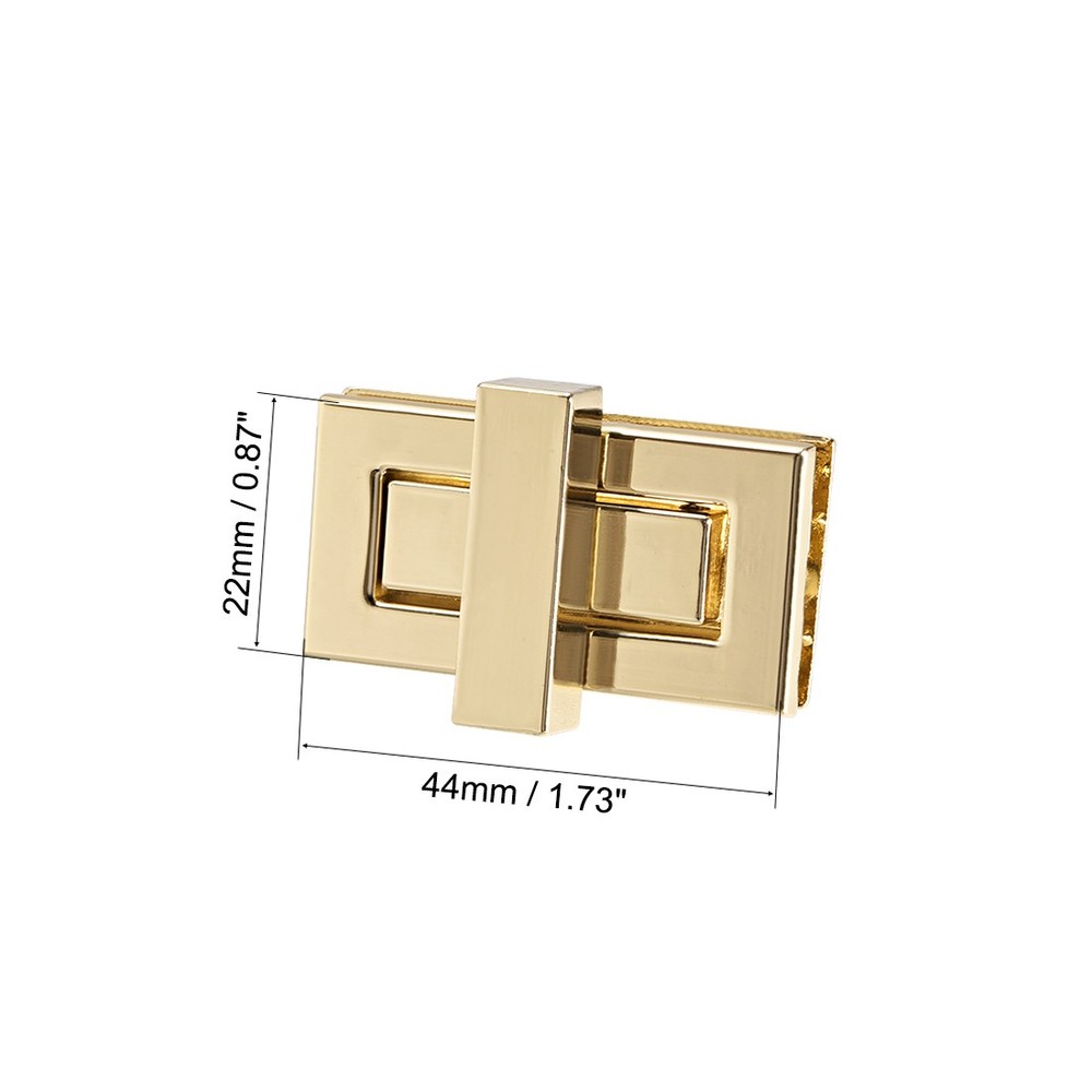 2 Set Rectangular Purses Twist Lock 44mm x 22mm Clutches Closures Light Gold