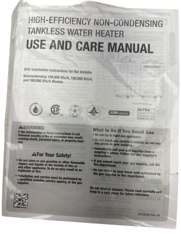 Rheem Performance Plus Indoor Natural Gas Tankless Water Heater ECO160DVLN-3 (OB