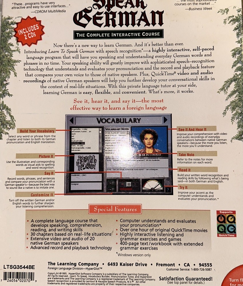 Learn to speak GERMAN - THE COMPLETE INTERACTIVE COURSE Version 6.0 WINDOWS PC