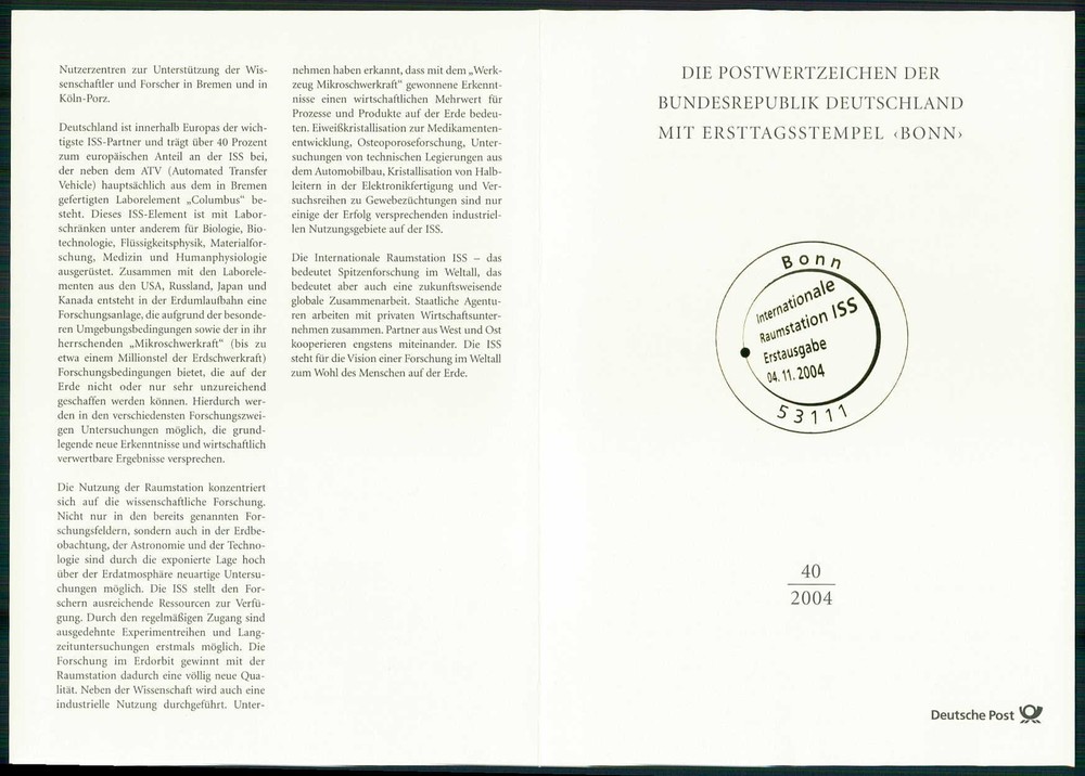 GERMANY FOLDER 2004/40 ISS SPACE STATION