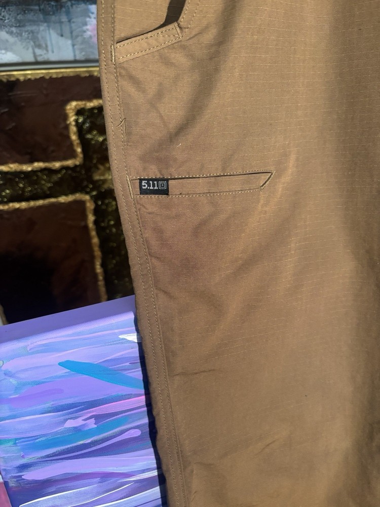 5.11 Tactical Pants Men Brown Solid Rip Stop Pattern Regular Size 36x34 US36/34