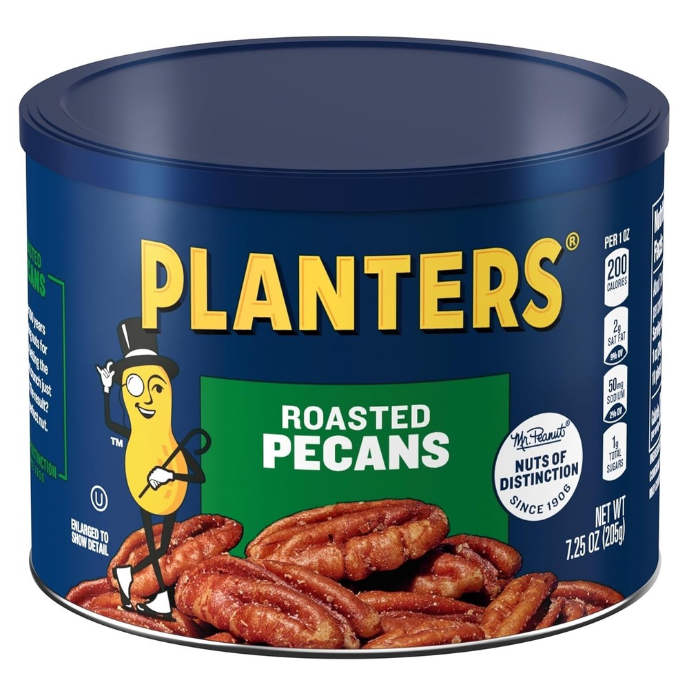 Roasted Pecan Nuts, Baking Nuts, Plant-Based Protein, 7.25 oz Canister
