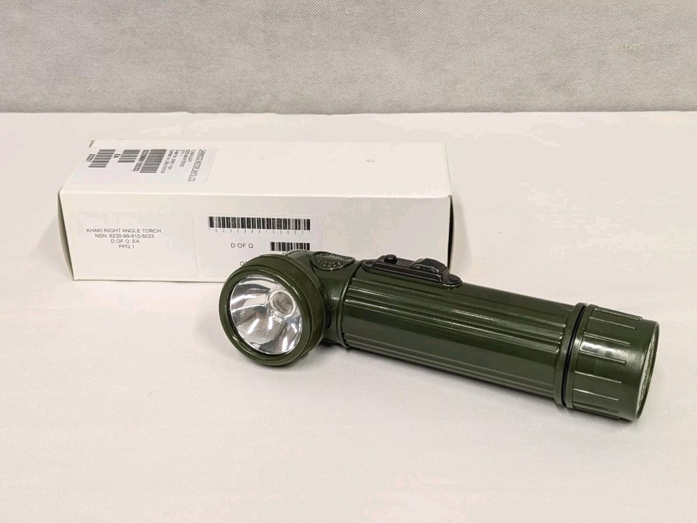 British Army - Military - MOD - Right Angle Torch Green Flashlight Lamp - NEW