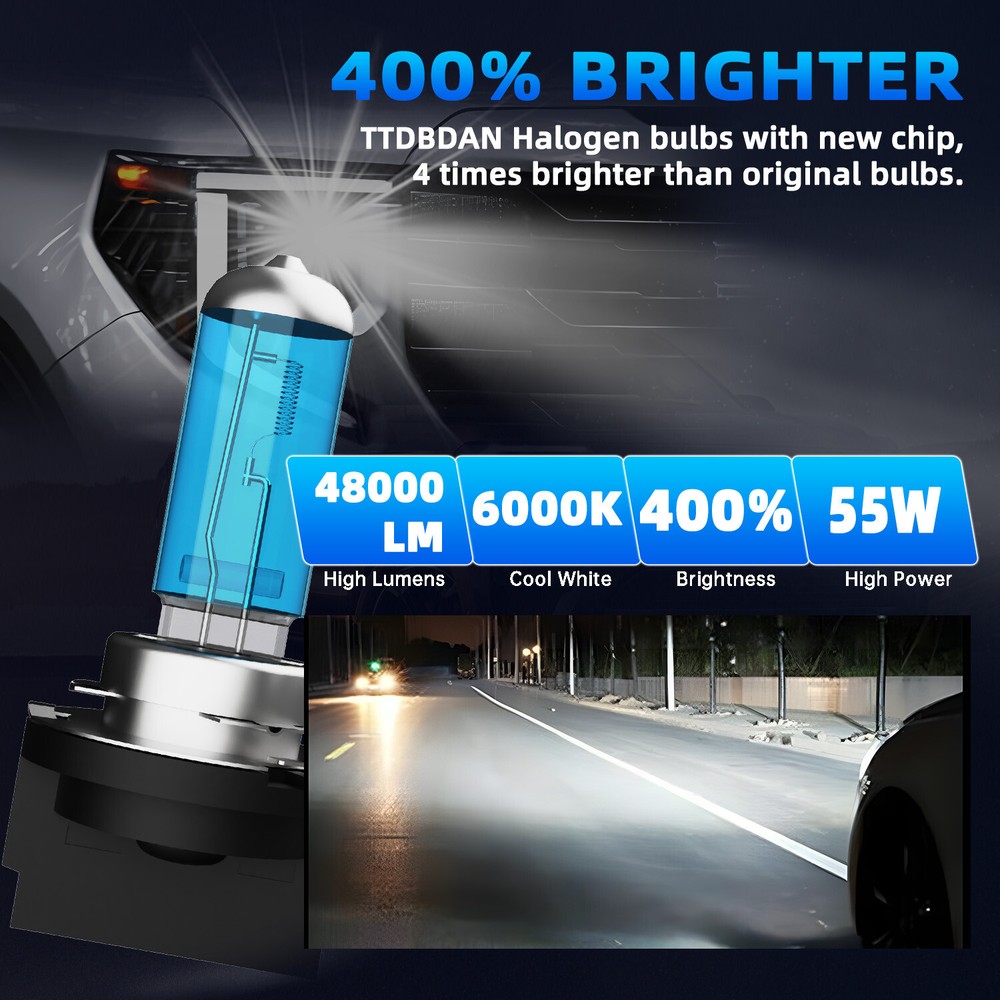 2PCS H11B Warm White Halogen Headlight Bulb Kit High/Low Beam 300% Bright New