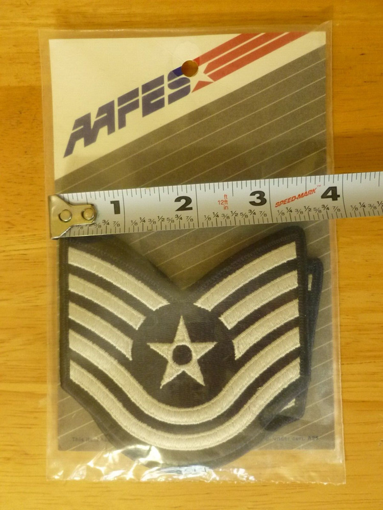 1 PAIR (2 PATCHES) 3.5" SEW ON USAF Air Force Rank Patch Technical Sergeant E-6