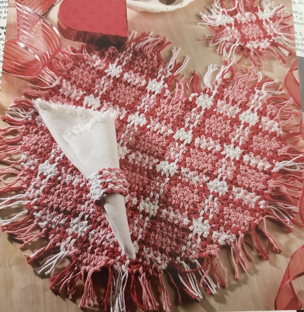 ~Crochet~Valentine Plaid Mat-Pattern Only~