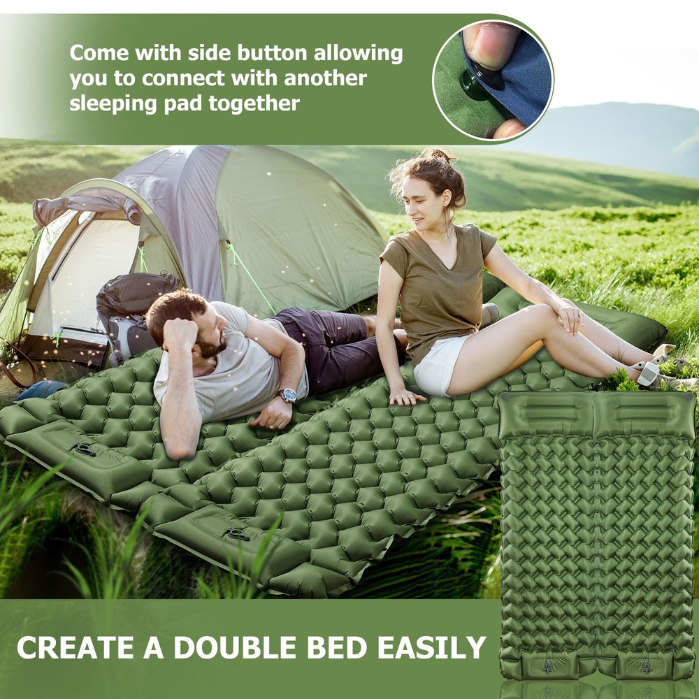 Sleeping Pad, Extra Thick & Ultralight Inflatable Sleeping Pad with Pillow, 3...