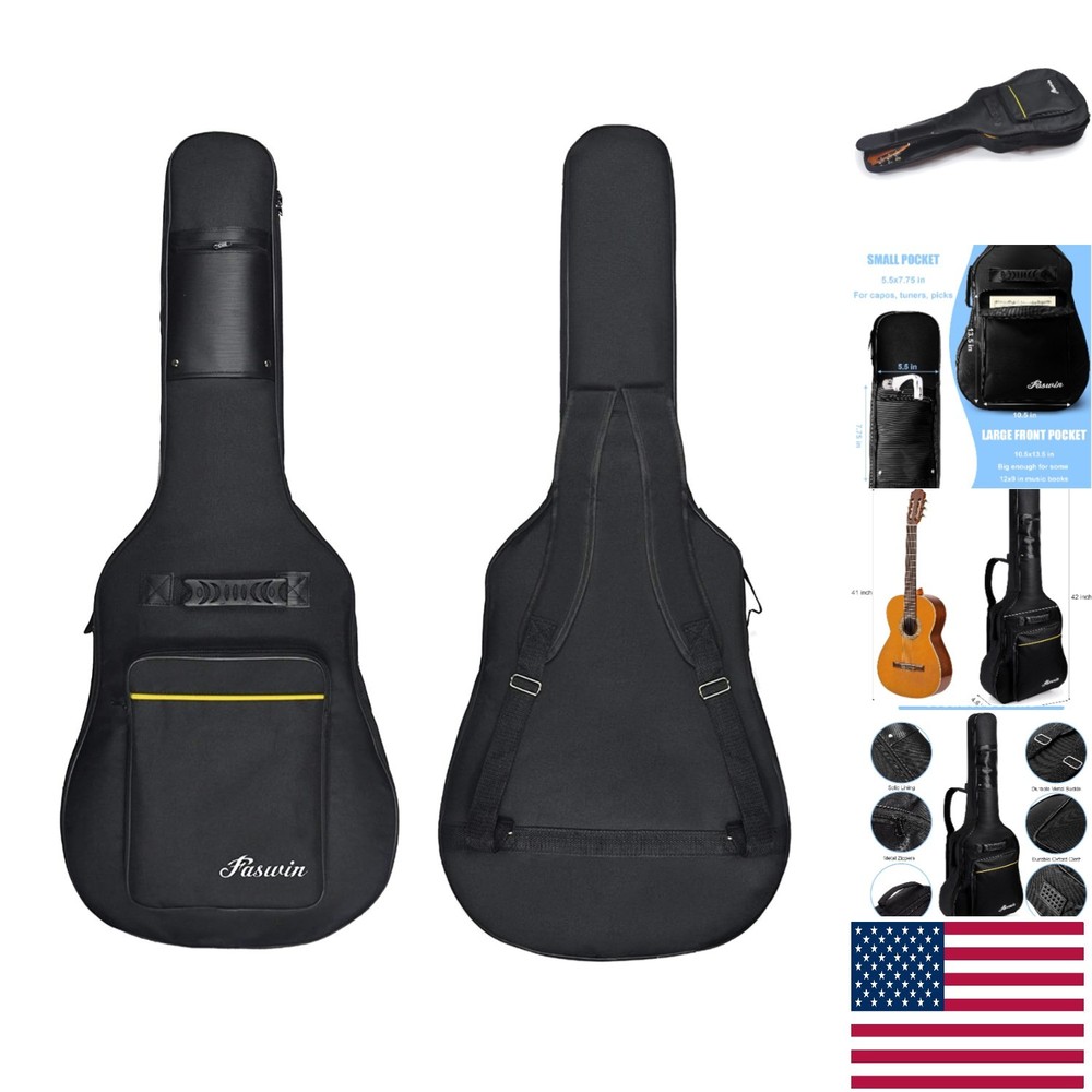 Rugged Acoustic Guitar Gig Bag with Protective Padding & Multiple Compartments