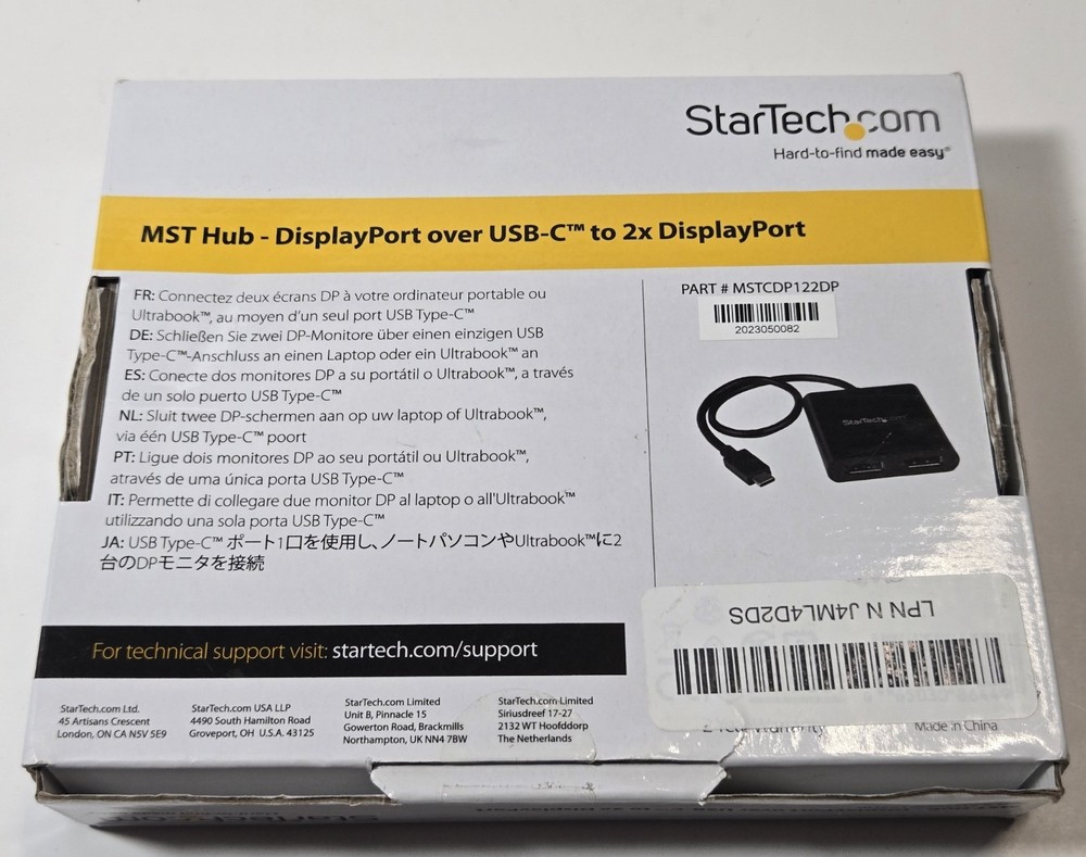 Startech.com MSTCDP122DP MST Hub DisplayPort over USB-C to 2x DP