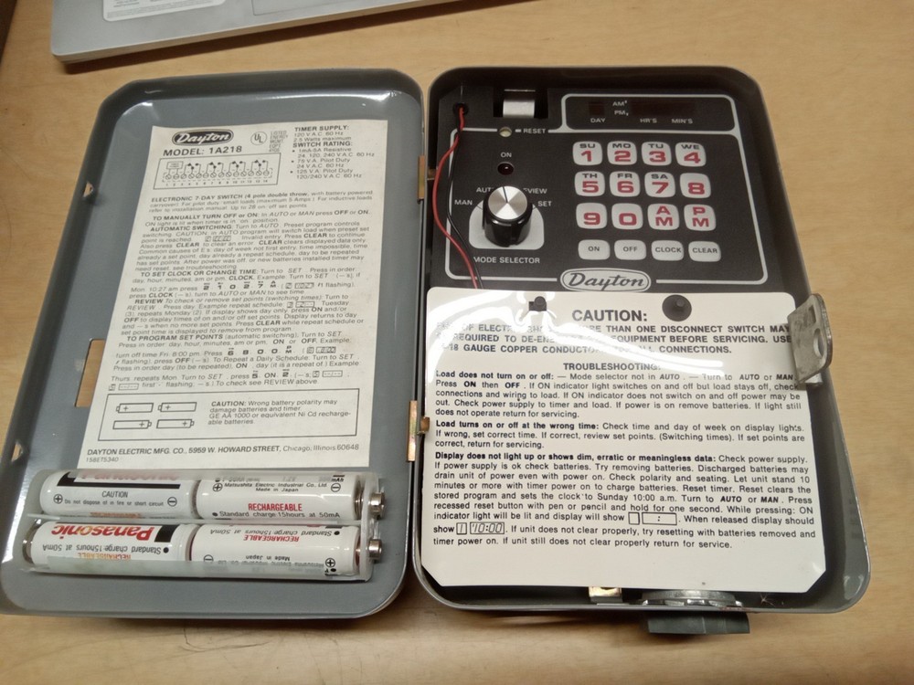 Dayton 1A218 Electronic Time Switch Enclosure