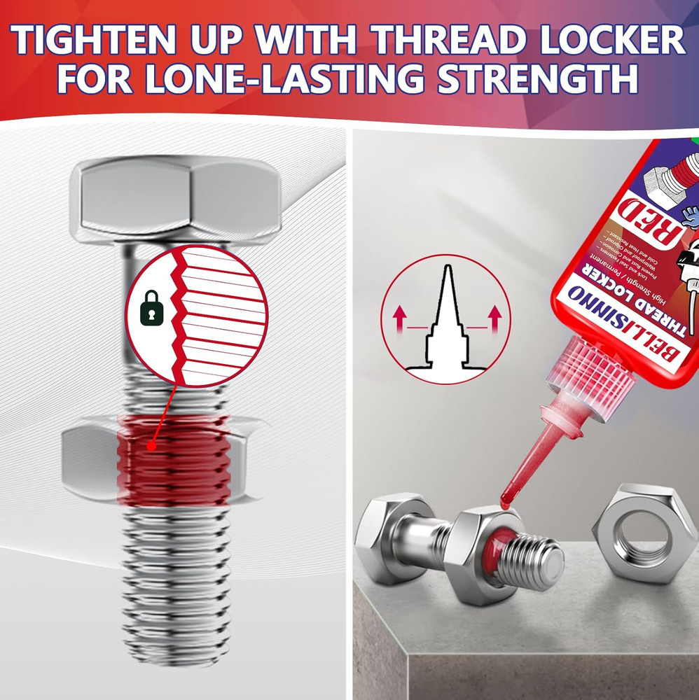 Thread Lock Blue and Red, Medium and Strong Strength Threadlocker, Thread Locker