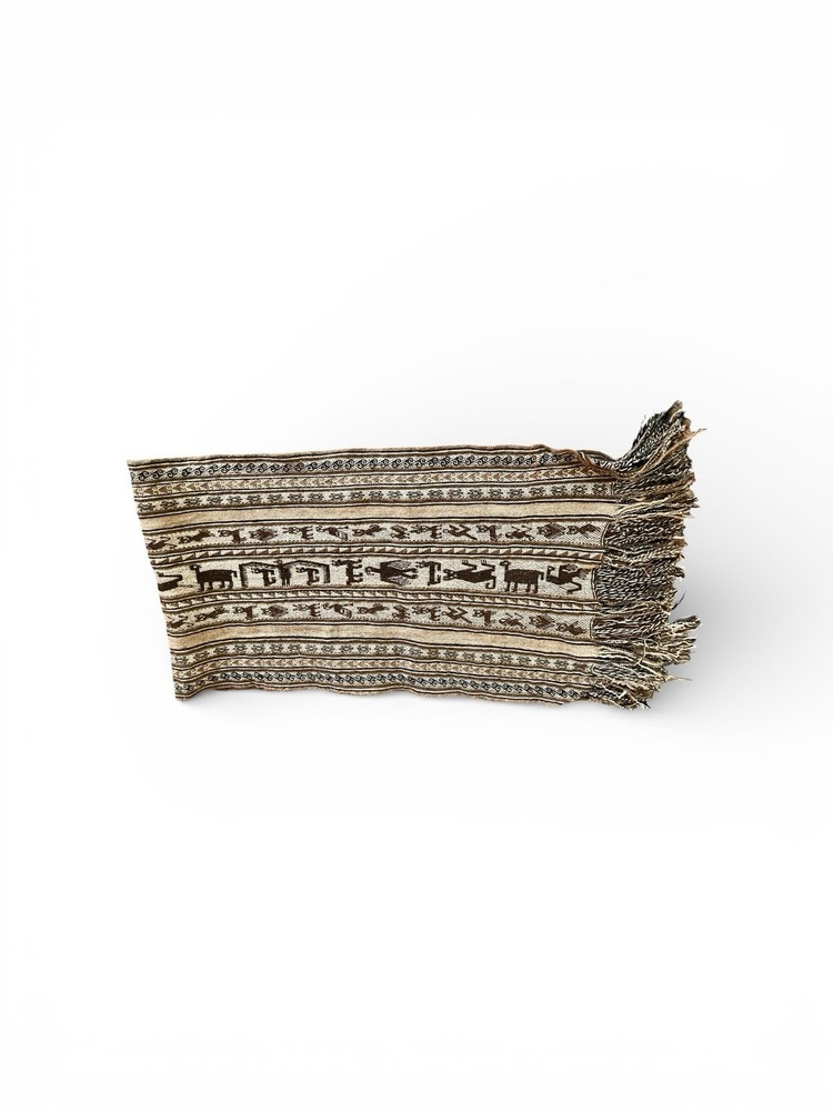 Vintage Handwoven Peruvian Frazada Table Runner Textile