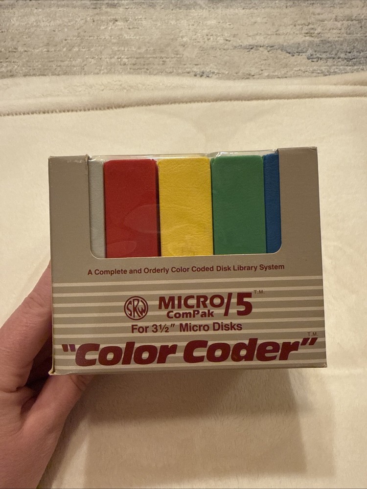 New In Box Floppy Disk Cube, Color Coder Library Case. Set Of 5