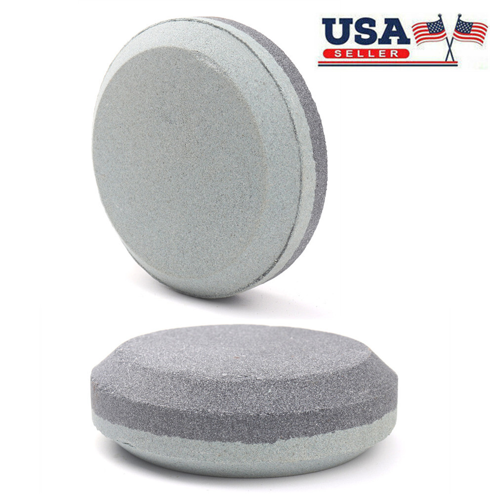 2 Grit Round Sharpening Stone Puck Hand Tool Bushcraft Axe Blade Edge Sharpener