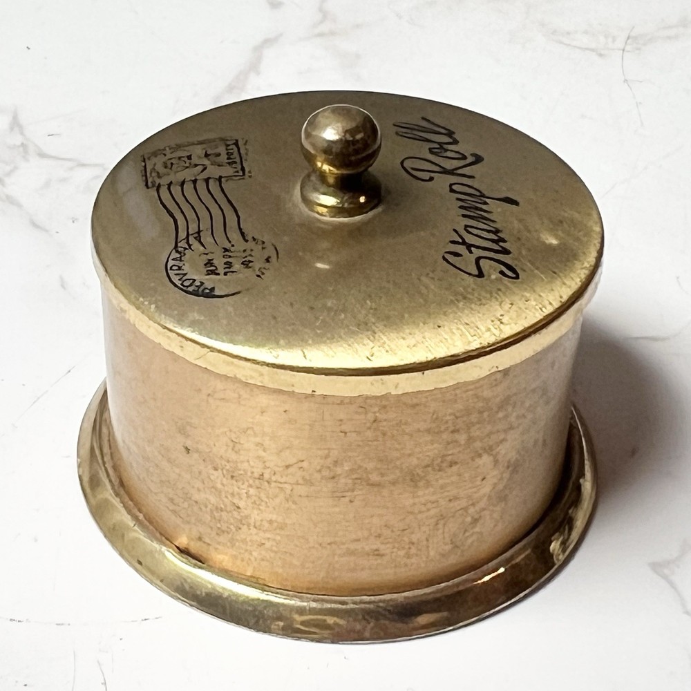 Vintage Brass Postage Stamp Roll Holder - Stamp Dispenser