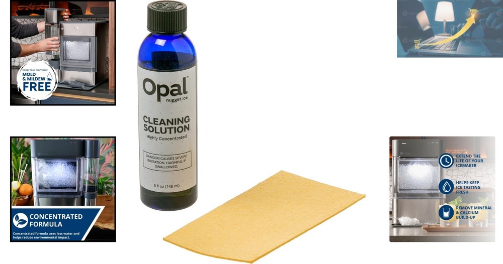 Compact Opal Nugget Ice Maker Maintenance Kit | Odorless 5 oz Solution & Sponge