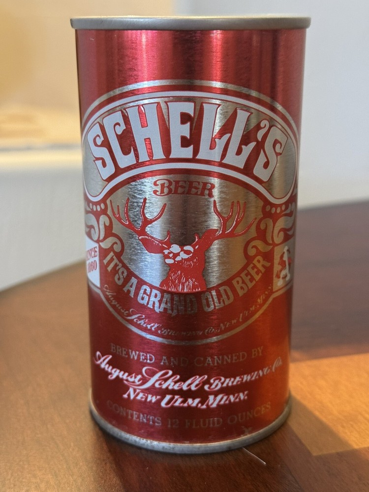 August Schell's Red Deer - Empty Beer Can - Bottom Opened