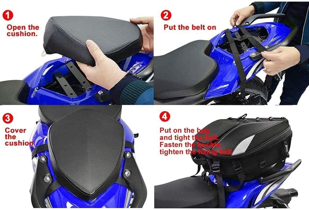 Motorcycle Tail Bag Seat Helmet with Password Lock - Motorcycle Backpack - 38...