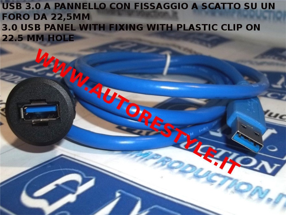 Extension Lead With USB 3.0 Female On Plastic Panel For Fixing It For
