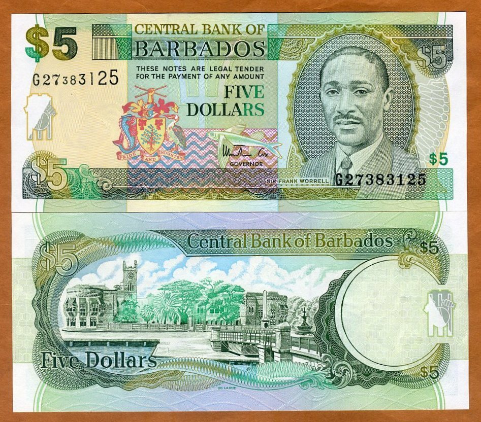Barbados, $5, ND (1999), P-55, UNC