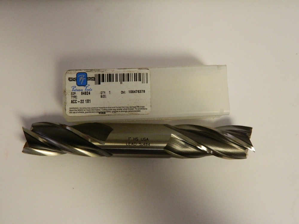 Putnam Tools Double End Mill 1" x 1" HS 4FL 94824