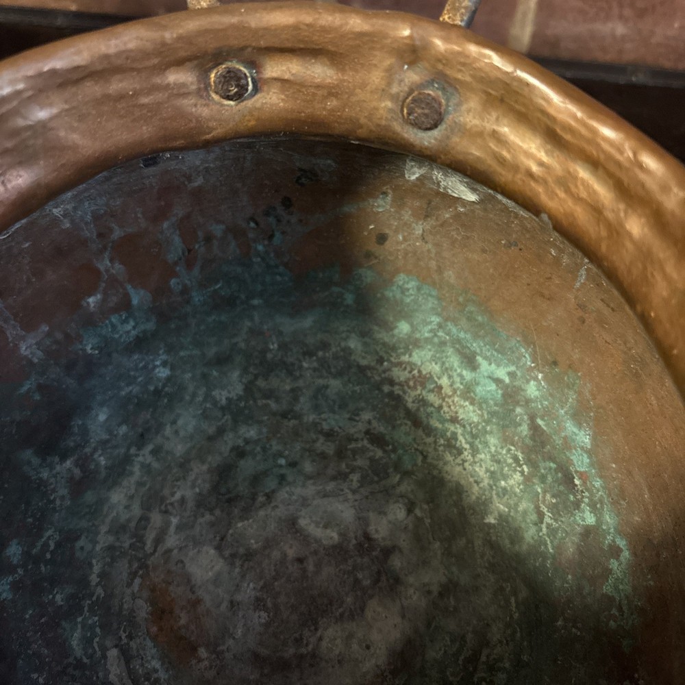 Antique Primitive Copper Cauldron Kettle Pot